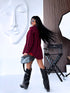 "WORTH IT" 17153 ripped shirt - RED WITH BLACK